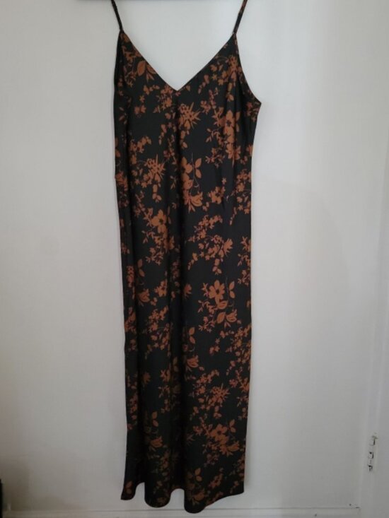 a new day Dresses & Skirts - A new day Black and  brown floral satin maxi dress